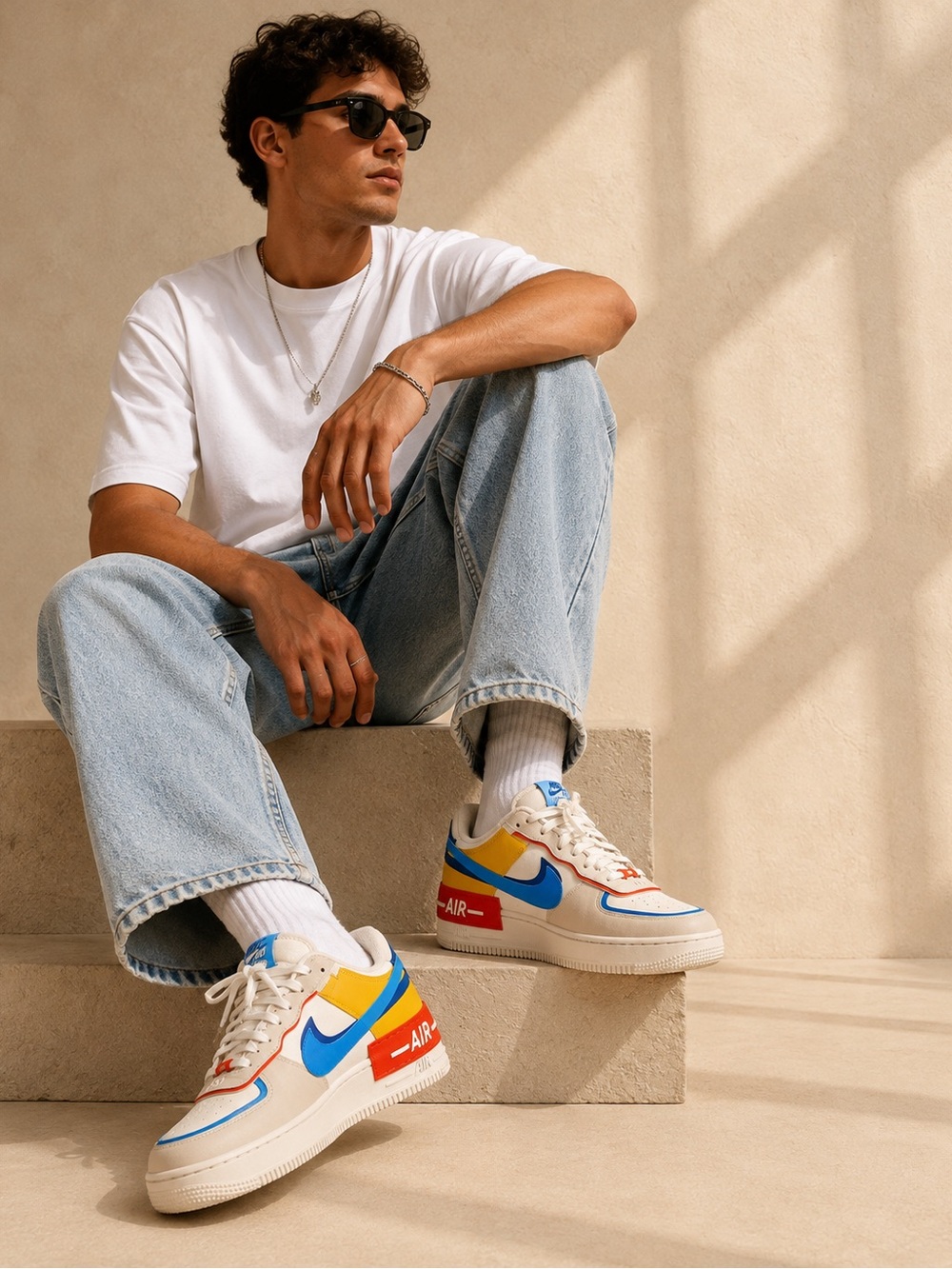 Nike Air Force 1 Shadow Sneakers Men’s US 12 Sail University Blue Yellow Orange - Picture 7 of 7